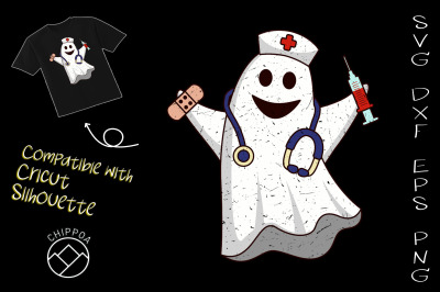 Nurse Ghost Scrub Top Halloween Costume