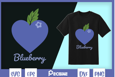 Blueberry Fruit Heart Shape SVG