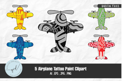 Airplane Tattoo Paint Clipart&2C; 5 Variations