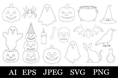 Halloween coloring. Halloween graphic. Halloween SVG