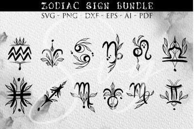 Astrology Signs, Zodiac Sign Bundle Leaf design