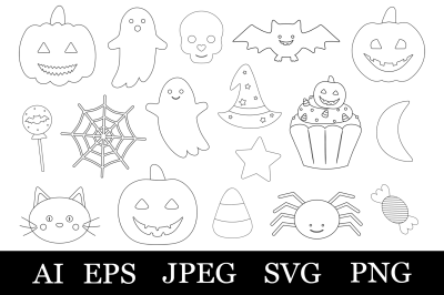 Cute Halloween coloring. Halloween graphic. Halloween SVG