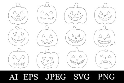 Scary pumpkin coloring. Halloween coloring. Pumpkin SVG