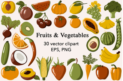 Vector Fruits and Vegetables clipart