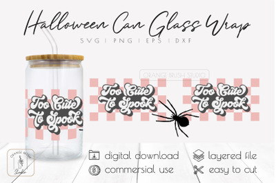 Spooky Halloween Can Glass Spider Full Wrap For Libbey Glass