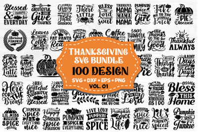 Thanksgiving Svg Bundle 100 Design Vol.01