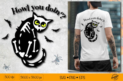Creepy cat SVG| Scary Black cat Halloween quote for t shirt