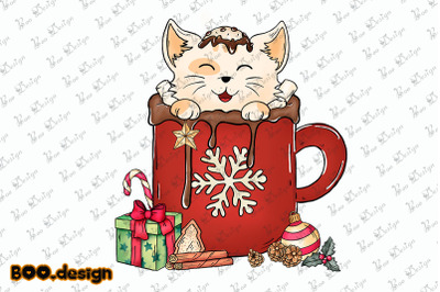 Cute Cat Christmas Chocolate Coffee Graphics