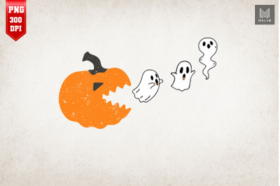 Halloween Pumpkin Funny Eating Ghosts