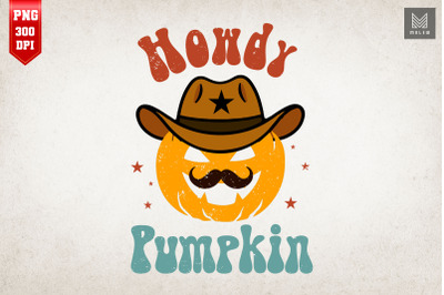 Western Halloween Retro Howdy Pumpkin