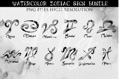 Watercolor Zodiac Astrology Signs Bundle