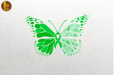 Mental Health Butterfly Green Ribbon