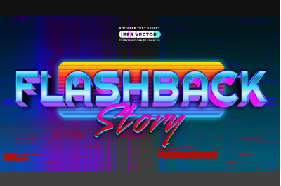 Flashback Story Text Effect Style with retro vibrant theme realistic n
