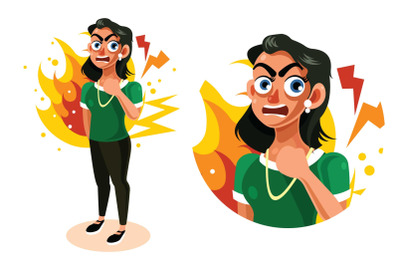 Angry and Frustrated Woman Expression Illustration