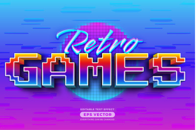Retro Game Text Effect Style with vibrant theme realistic neon light c