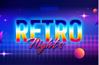 Retro Nights Text Effect with theme vibrant neon light concept