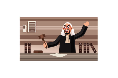 Angry Judge Character Vector Illustration