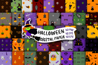 Halloween Digital Paper Bundle | Halloween Kawaii Pattern