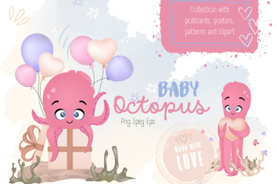 Baby Octopus 123 png, jpeg and eps files