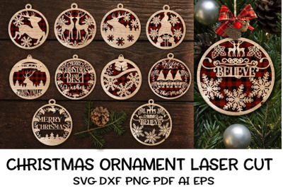 Christmas Ornament Bauble Laser cut Bundle. Christmas SVG.