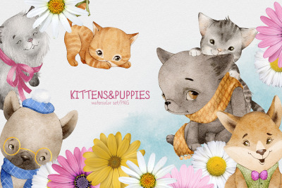 KITTENS&amp;PUPPIES watercolor set