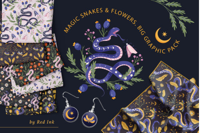 Snake Illustration &amp; pattern bundle
