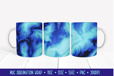 Sky Blue Mug Sublimation Wrap Marble Texture Mug Design