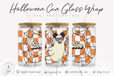 Boo Ghost Libbey Can Glass SVG Wrap Halloween Design