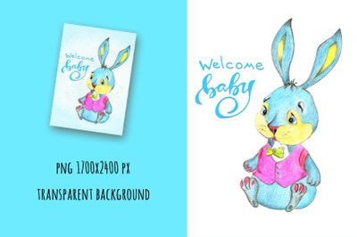 Welcome baby boy illustration for greeting card