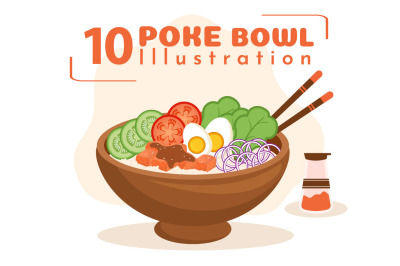 10 Hawaiian Dish Poke Bowl Illustration