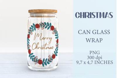 16 oz can glass wrap Christmas PNG