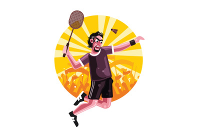 Badminton Player Character Vector Illustration