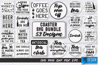 Coasters SVG Bundle | Coffee SVG Design | Funny Quotes