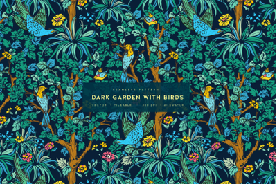 Dark Garden with Birds