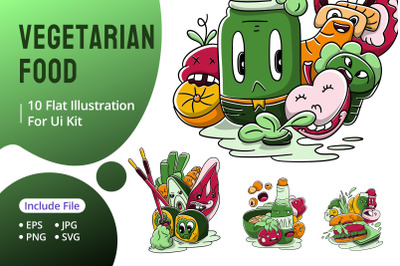 Vegetarian Food Vector Doodle
