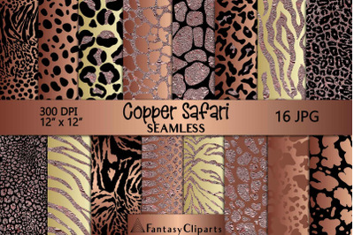 Copper Safari Animal Print Seamless Digital Paper