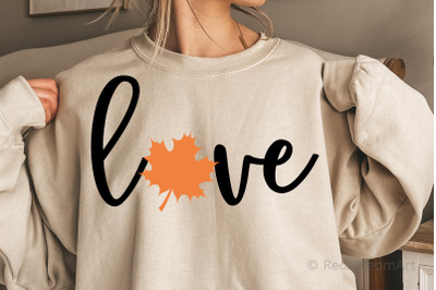 Love with Maple Leaf SVG, DXF, PNG, EPS