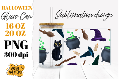 Halloween Glass Can wrap. Halloween Witch element design