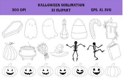 Spooky Halloween clipart.Hocus Pocus.Magic doodle SVG,PNG