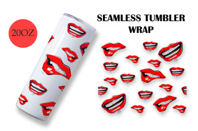 Tumbler wrap 20 oz red lips style sublimation seamles png