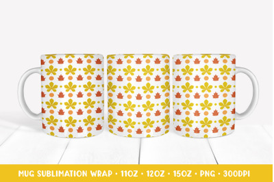 Autumn Leaves Mug Sublimation Design. Fall Mug Full Wrap