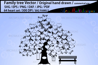 Family tree 64 heart template