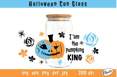 Halloween Can Glass Wrap. Pumpkin Jack O&#039;lantern SVG