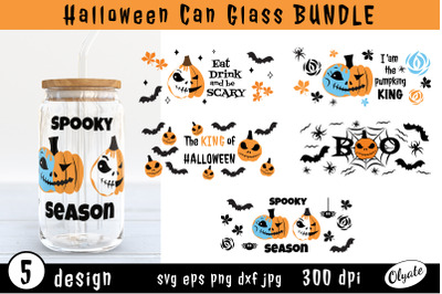 Halloween Can Glass Bundle. Pumpkin Jack O&#039;lantern