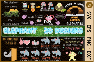 Elephant Bundle SVG 20 designs