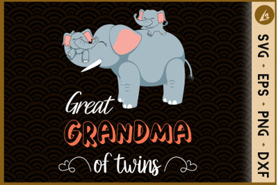 Great Grandma of Twins Elephant SVG