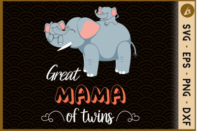 Great Mama of Twins Elephant SVG