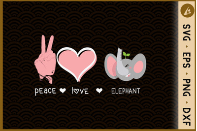 Peace Love Elephant SVG