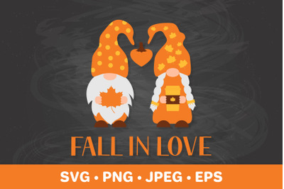 Couple of autumn gnomes SVG. Fall in love