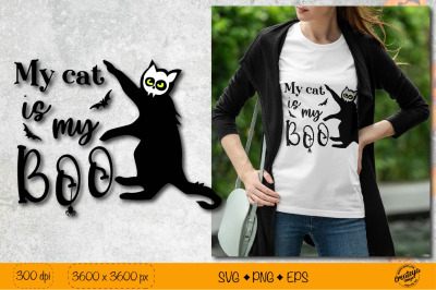 Creepy Black cat SVG| BOO SVG Halloween quote